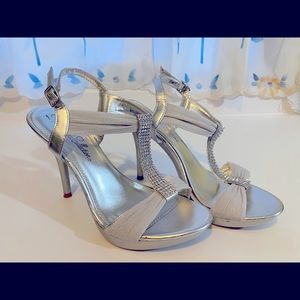DeBlossom Collection BEAUTIFUL Silver Wedding Heels for Bride or Bridesmaid